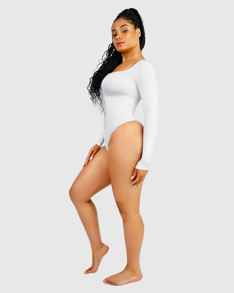 Body de Manga Larga con Escote Cuadrado
